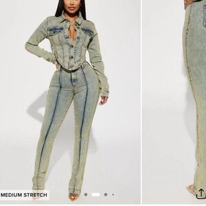 Fashion Nova Light Blue Denim Jeans and jacket jeans size 13 jacket xl